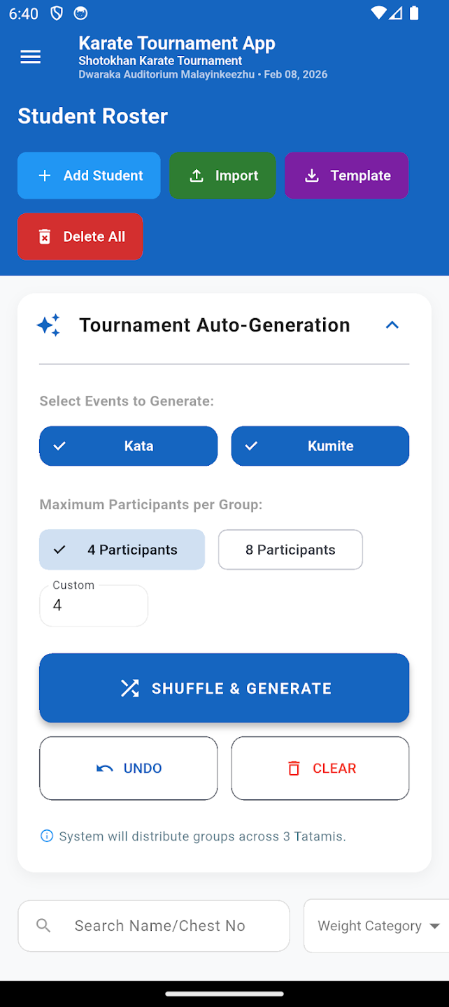 Student Roster and Auto-Generate Brackets